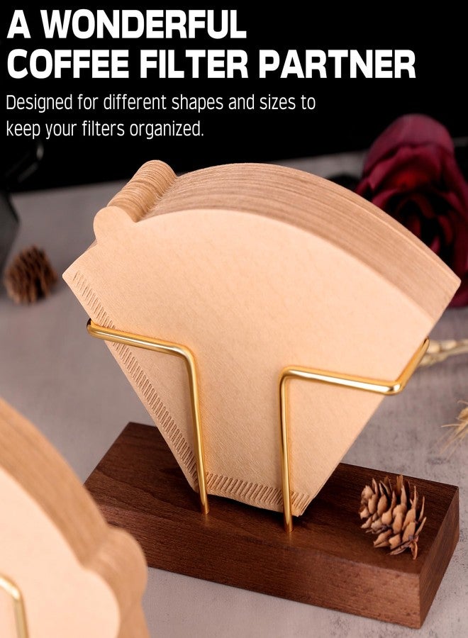 PUNNIO Coffee Filter Holder Storage, Black Walnut & Brass Rack Coffee Filter Container for Coffee Bar/Home/Office, Compatible with #1/#2/#4/V60 Coffee Filter (Walnut (L)) - Image 2